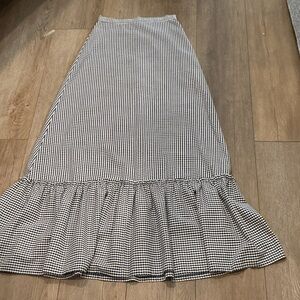 Vintage Homemade Navy White Gingham Checkered Maxi Ruffle Skirt Size 2/XS?